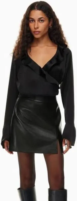 Aritzia Wilfred Spartina Satin Blouse Black Medium NWT thumbnail 1