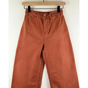 We The Free People Women Pants Brown Hi Rise Wide Leg Canvas Baggy Chino Size 24 thumbnail 5