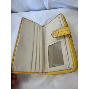 Coach Signature Pink Heritage White Yellow Stripe Accordion Wallet EUC thumbnail 5