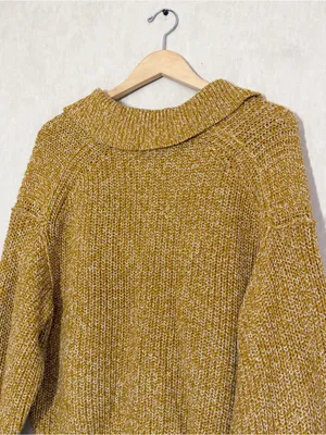 Free People Women’s Love This City Sweater V-Neck Longsleeve Boho in Mustard L thumbnail 7