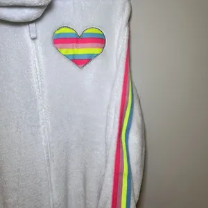Rainbow Unicorn Fleece‎ One Piece Zip Up Hoodie Pajamas Large Costume Halloween thumbnail 4