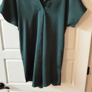 Caryn Lawn Dark Green Satin Shift Dress‎ One Size Fairy Grunge thumbnail 5