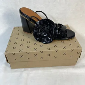 Lovella Flower Heels Block Heel Sandals‎ Strappy Party Shoes Black Size 9/39 thumbnail 2