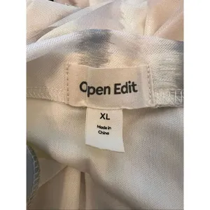 Open Edit Ivory Seafoam Swirl Ruched Side Slit Mesh Maxi Skirt XL thumbnail 4