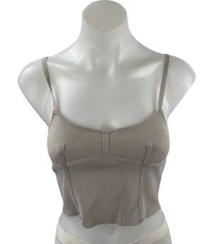 Zara Women's Gray Sleeveless Corset Bustier Knit Cami Tank Camisole Crop Top S thumbnail 1