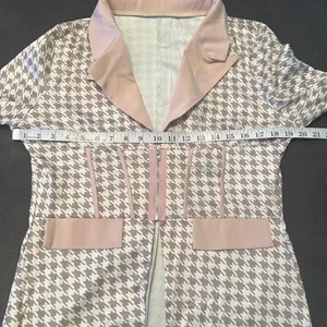Long Sleeve 2 Piece Houndstooth BodyCon Pantsuit Jacket & Pants Set *Size L READ thumbnail 5