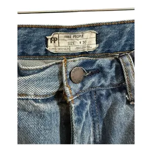Free People Light Wash Distressed Holey High Waisted Mom Straight Jean Size 30 thumbnail 5