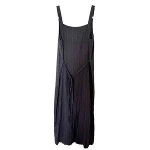 VTG 90s Eddie Bauer Sleeveless Pinstripe Black Maxi Tank Dress Sz 8 (runs small) thumbnail 3