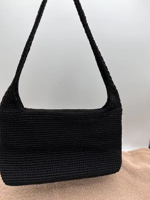 The Sak Crochet Casual Handbag Purse Hobo Stylist Bag Lined Black thumbnail 13