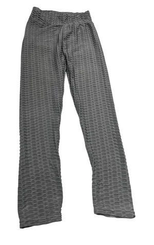 Grey TikTok Style Scrunch Butt Bootcut Leggings Textured Honeycomb Yoga Pants M thumbnail 1