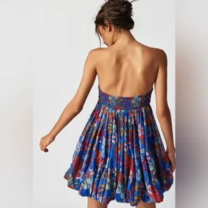 Free People Mai Tai Blue strapless dress thumbnail 2