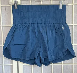 Free People Movement Blue Lined High Waisted Athletic Gym Run Shorts Size Small thumbnail 1