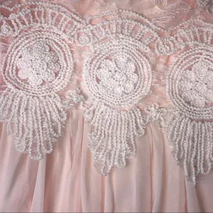 VTG Y2K L'atiste Romantic Boho Crochet Lace Pleated Mini Dress Sleeveless Pink S thumbnail 6