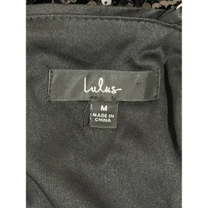 Lulus Womens Black Sequin Surplice V-Neck Spaghetti Strap‎ Romper Size M thumbnail 3