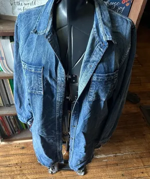 Lara western raw hem denim button down L shirt Blue Size L thumbnail 1