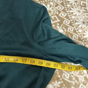 J CREW Woman's Green Satin Surplice Long Sleeve Top Peplum Blouse SZ M thumbnail 6