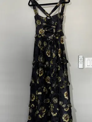 Petal & Pup Lillee Tiered Maxi Dress Lavender Floral Size M thumbnail 6