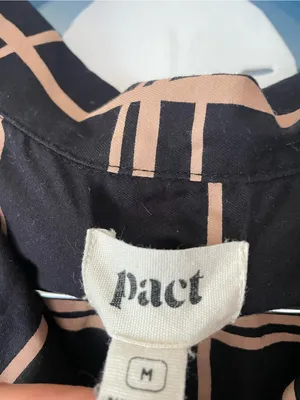 Pact 100% Organic Cotton Black Window Pane Sunset Light Gauze Popover Top Medium thumbnail 3