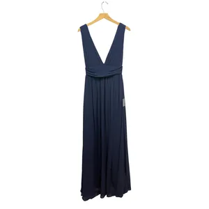 Lulus Heavenly Hues Navy Blue Chiffon Pleated Maxi Dress size Small NWT thumbnail 4