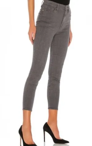 FRAME Denim Ali High RIse Cigarette Skinny Jeans in Washed Gray Plaid Size 25 thumbnail 2
