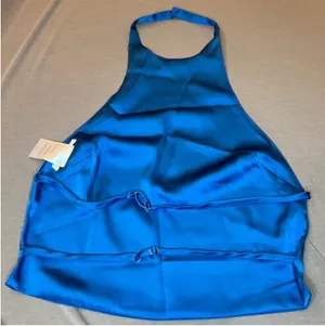 Peppermayo Bree Satin Halterneck Top in Cobalt thumbnail 4