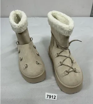 Womans Excellent Cond. Tuopin Classic Platform Lace Up Mini Snow Boots 8 Beige thumbnail 1