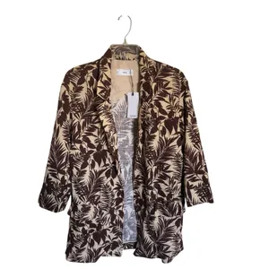 New MNG Mango Women’s XS Oversized Tropical Print Linen Blend Blazer Jacket thumbnail 4