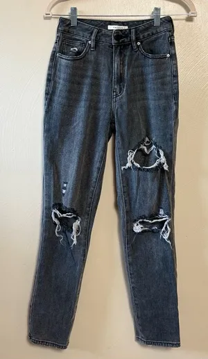 Pacsun Women’s Jeans Mom Distressed Holes 100% Cotton‎ Black Gray Size 23 thumbnail 1