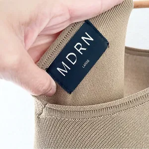 Modern Citizen Knit Tan V-Back Cutout Bodycon Minimalist Chic Midi Dress thumbnail 7