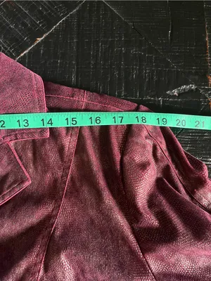 Vintage Erin London Women's Burgundy Button Up Textured Blazer Size L thumbnail 6