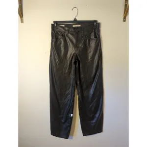 RTR Levi's Black Faux Leather Baggy Straight Pants Size 27 4 Solid black thumbnail 3
