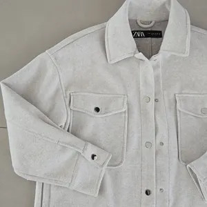 Zara Off White Soft Button Down Overshirt Woman’s Jacket Size M thumbnail 6