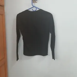 Ralph Lauren Black Long Sleeve V-Neck Tee with Polo Pony thumbnail 2