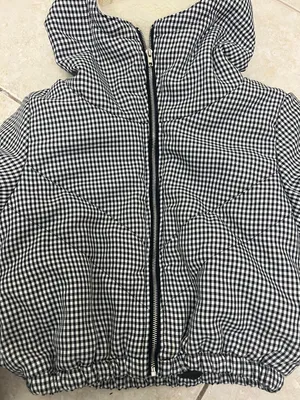 The Keir Puffer Jacket Black and White with Hood Size M/L thumbnail 10
