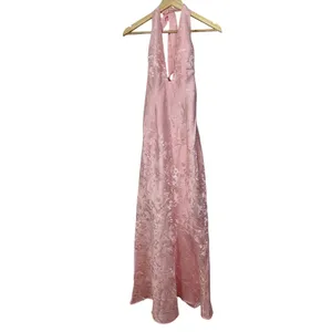 NWT Babyboo Josephine Blush Pink Formal Gown A-Line Halter Maxi Dress Size M thumbnail 12
