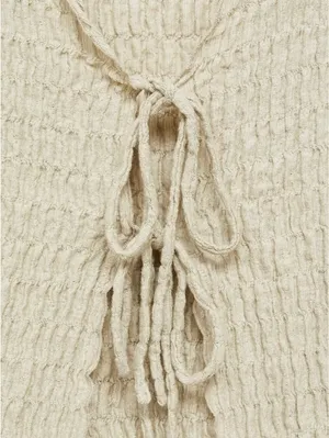 Mango Cotton Textured Cardigan with Bows NWT Light/Pastel Grey Large thumbnail 5