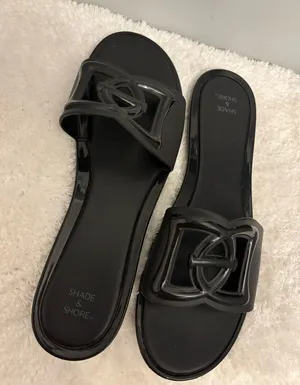 Shade & Shore all black flip flops Sz.11 thumbnail 1