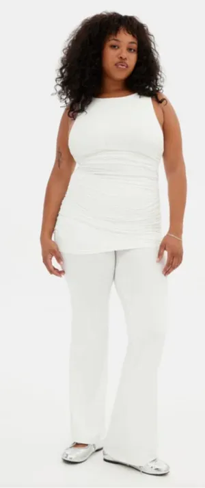 Girlfriend Collective White Paloma Skirted Wide Leg Yoga Pants Size Large thumbnail 1