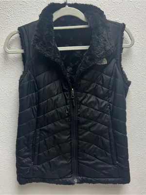 The North Face Women's Black Quilted Faux-Fur Lined Vest size Small thumbnail 1