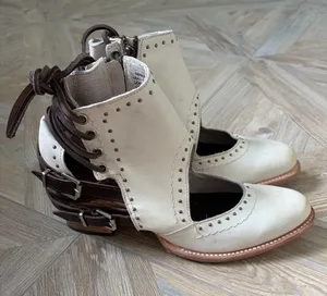 FREEBIRD by Steven Desert Ankle Booties White Multi Size 10 Bohemian Neutral Western thumbnail 1