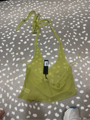 NWT Lioness Rendezvous Halter Top Lime chartreuse princess polly vneck crop thumbnail 5