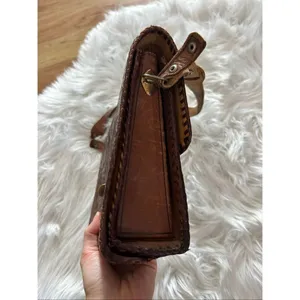 VTG Hand Tooled Leather Purse Hand Bag Brown Floral SouthWestern Beautiful thumbnail 10