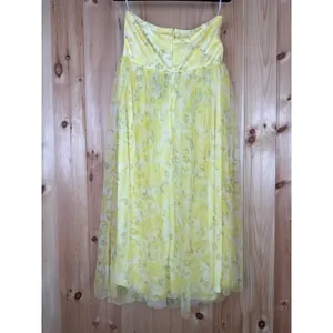 NWT Lulus Perfect Whimsy Yellow Floral Mesh Strapless Midi Dress Tube Size XL thumbnail 8