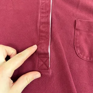 Lands' End maroon collared layered cotton stretch button‎ neck polo shirt XL thumbnail 6