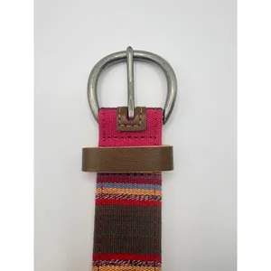 Vintage‎ Southwestern Belt Colorful Fabric Woven Striped Canvas Boho Serape XL thumbnail 3