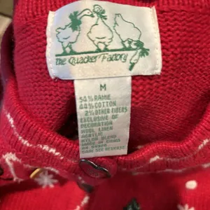 Quacker Factory Sweater VTG Cardigan Christmas Snowman Red Holiday Knit Medium‎ thumbnail 3