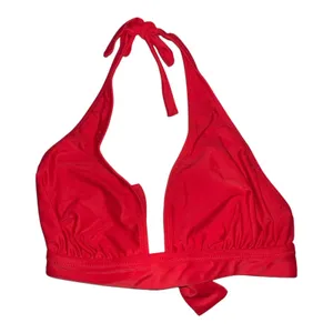 NWT J. Crew DD Halter Tie-Back Bikini Top With Mesh BY633 Bright Cerise Red‎ XS thumbnail 1