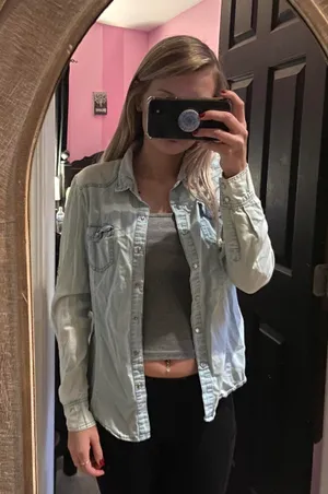 Lightweight Jean Button Up Blue thumbnail 1