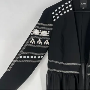 XOXO Sequin Embellished Embroidered Chiffon Hem‎ V Neck Peplum Jacket Size S thumbnail 6