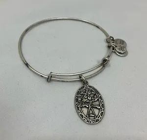 Alex and Ani Silver-Tone “Friend” Charm Bangle Bracelet thumbnail 1